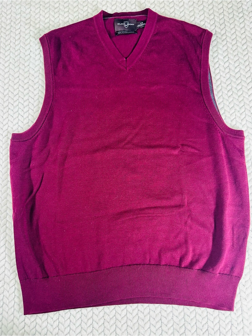 Black Brown 1826 100% Supima Cotton Sweater Vest Mens L Burgundy